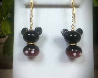 Mickey Mouse Artisan Lampwork Earrings