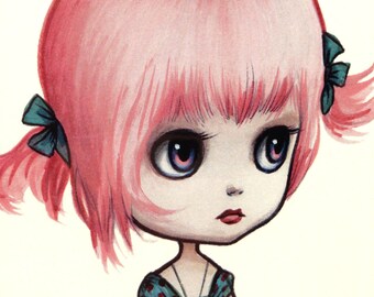 Pinky Paperdoll - Full Color Blythe paper art doll - by Mab Graves