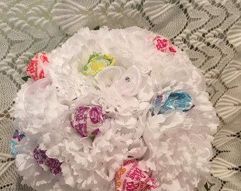 White Lollipop Bouquet, Dance Recital Lollipop Bouquet, Commuion Lollipop Bouquet