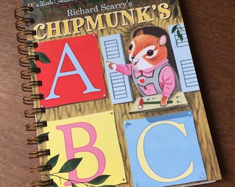 Richard Scarry's Chipmunk's ABC Little Golden Book Upcycled Journal