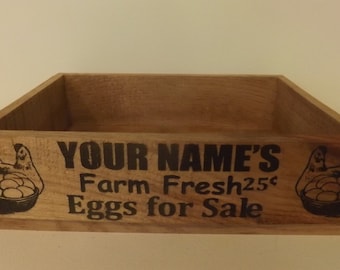 Egg Crate. Personalized. Vintage Style. Aged Wood