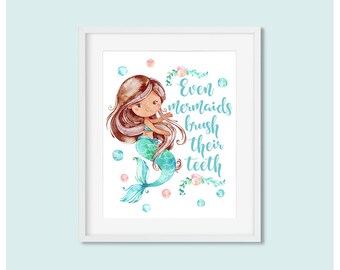 Mermaid bathroom art | Etsy