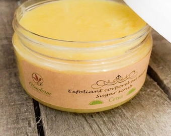 Sugar scrub, body scrub, essential oils, gentle, citrus scent, natural body exfoliation, shower scrub, exfoliants, skin care, gift for her