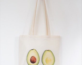 Avocado Tote Bag, Ethically Produced Reusable Shopper Bag, Farmers Market Bag, Cotton Tote, Shopping Bag, Eco Tote Bag, Reusable Grocery Bag