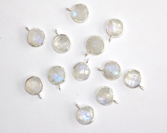 Rainbow Moonstone with Blue Fire Sterling Silver Charms