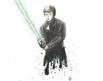 Luke Skywalker Star Wars Watercolor 8x10 Art Print