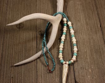Deer Antler Necklace-Antler Jewelry- Beaded Antler Necklace-DesignsInAntler