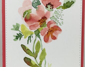 Card 117 - Wildflower watercolor card - A2 card with envelope - blank inside