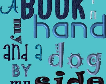 Dog by my side reading saying