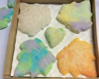 Rainbow Sugar Cube Maple Leaves with Hearts for Tea.Coffee.Weddings.Baby Showers and Party's