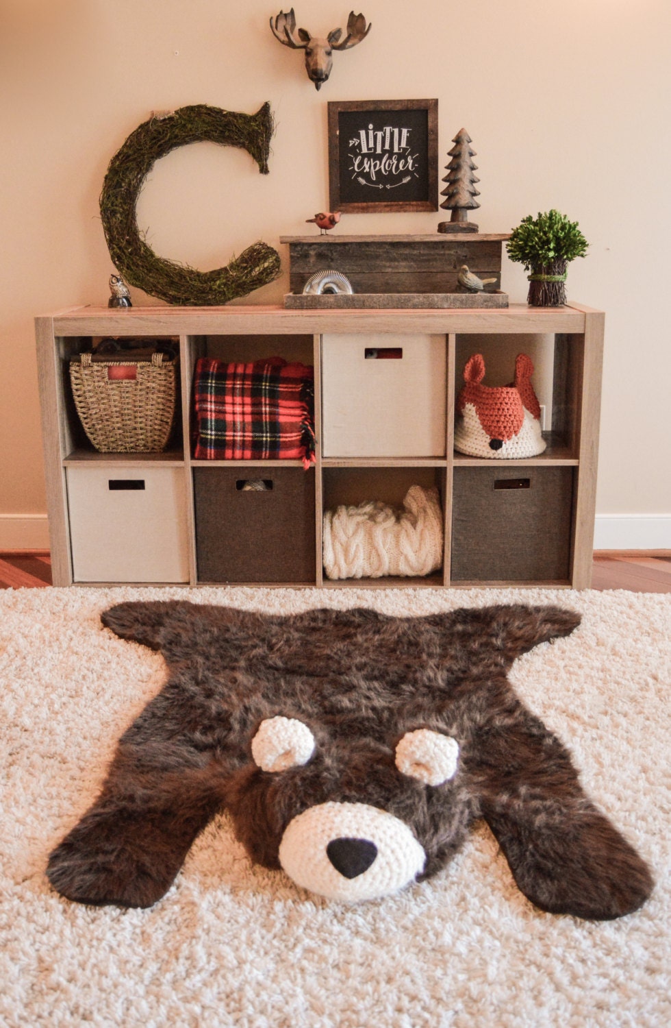 Bear rug Faux bear rug woodland nursery Bear Baby room