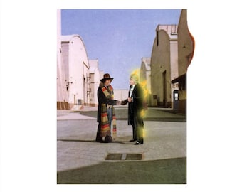 Doctor Who (Tom Baker Jon Pertwee) /Pink Floyd Wish You Were Here 'Vinyl Record Album Cover' Mash Up Parody Art Print