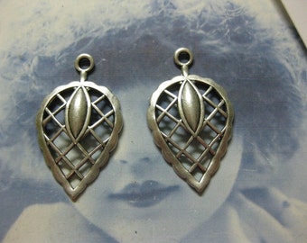 Sterling Silver Ox Plated Leaf Stampings 767SOX x2