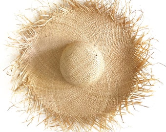 Oversized Straw Hat With Raw Edge | Floppy Beach Hat