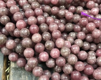 Lepidolite Beads, 8mm Round Beads, Purple Beads, Polished Beads,Semi Precious, Pink Beads, Gemstone Beads, Mala Beads Supply ,