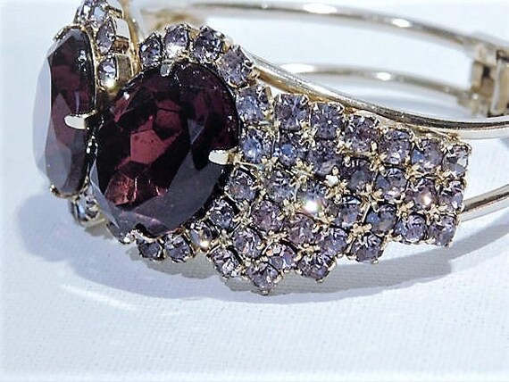 Rhinestone Clamper / Bracelet / Designer Fashion / Mid Century Jewelry