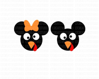 Minnie Turkey SVG, Mickey Turkey Svg, Turkey SVG, Thanksgiving SVG, Thanksgiving, Silhouette Cut Files, Cricut Cut Files