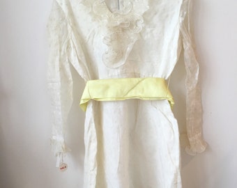 vintage 60s sheer polka dot organza white dress with tags