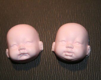 2 x BABY FACES . Fondant Mold.Hi Quality Silicon, use with Fondant, SugarCraft, Elegant Cake Decorating, Cup cake toppers, Poly CLay