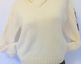 Brooks Brothers 100% Wool sweater cream colored size Large