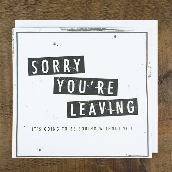 Funny Leaving Card Bon Voyage Card Promotion Card Boring