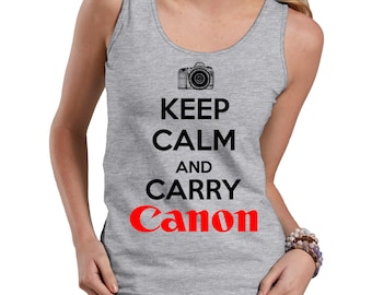Keep Calm And Carry Canon Tank Top Gift For Photographer Funny Ladies Tank Top