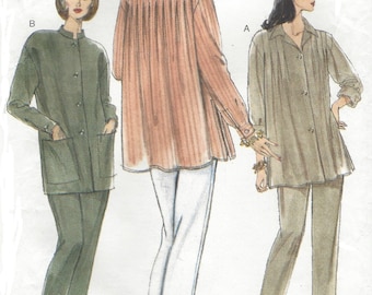 1990s Womens Tunics in 2 Styles and Tapered Pants Collar & Sleeve Variations Vogue Sewing Pattern 9460 Size 16 Bust 38 Lagenlook Patterns