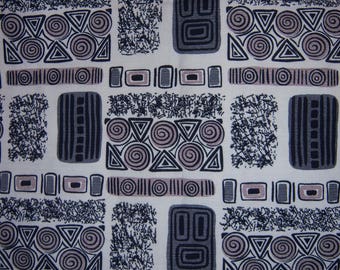Vintage Cofabco Black Grey White Barkcloth Fabric 3+ Yards Atomic Abstract Mid Century Mod Bark Cloth Biomorphic