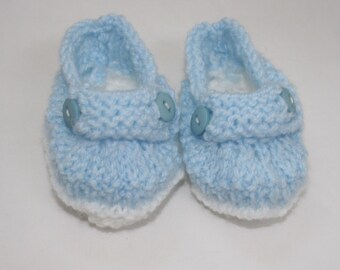 Hand Knitted Blue Deck Shoes for Baby Boy // Size 0 - 4 Months // Cute Baby Gifts // Baby Boy Clothing // Baby Shower Gifts