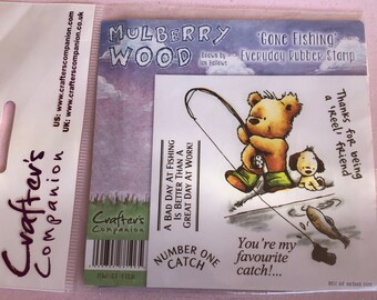 Mulberry Wood Gone Fishing Rubber Stamp Set