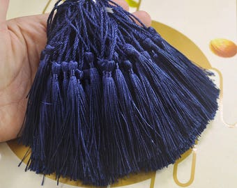 100Pcs Navy blue silk tassels,3 inch silky Mini Tassels,Hand Made Silk Thread Tassels,tassel charm pendant,Tassel supply,Wholesale--VC40#