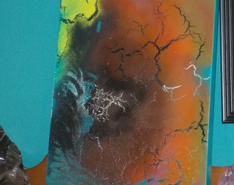 Botswana Agate #1 Original Abstract Spray Paint Spiritual Painting 11x14 Crystal Healing Energy Art On Stretched Canvas 27.94 x 35.56 cm