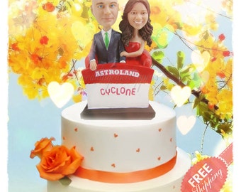 Fun wedding cake toppers Personalised cake topper Unique wedding cake topper Custom cake topper Minime Bride and groom cake toppers + (Prop)