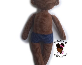 Crochet Doll Pattern - 18 inch crochet doll pattern - Black doll pattern - Basic doll pattern - PDF Crochet doll pattern
