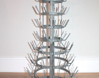RESERVED***Antique French, Bottle Drying Rack, 100 Spikes, Bottle Dryer, Galvanized Zinc, French Bottle Rack, Bottle Holder, Industrial
