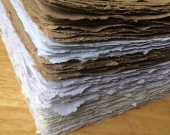 LARGE sizes, 10 sheets of handmade paper, 5x9, 5x10, 8x10, 8.5x11, 11x17, recycled paper, eco friendly, decorative paper, homemade paper