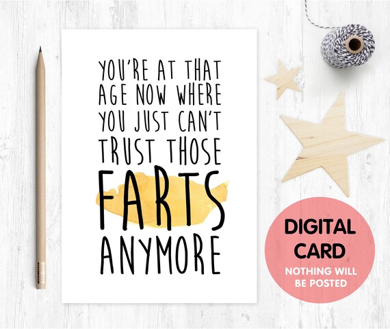 PRINTABLE birthday card funny birthday card digital download fart birthday card printable birthday card instant download
