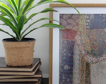 Framed vintage beaded framed textile from India!