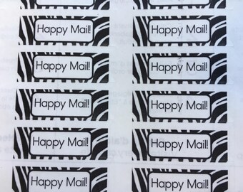 Happy mail, stickers, zebra, envelope decorations, mail art