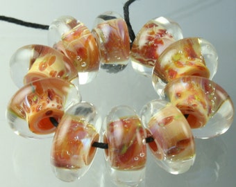 Lampwork Boro Beads Set of 10 Handmade Boro Borosilicate Glass Fat Discs StoneyMarie