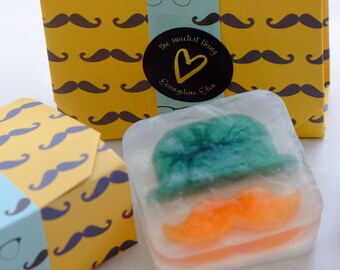 Handmade Soap Moustache and Bowler Hat