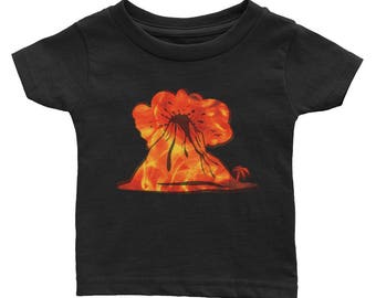 I Lava Volcanoes Infant Tee, Volcano Lover Geology Baby Shirt, Volcano Erupting, Magma Ash Orange, Yellow, Red Volcanic Rockhound Infant Tee