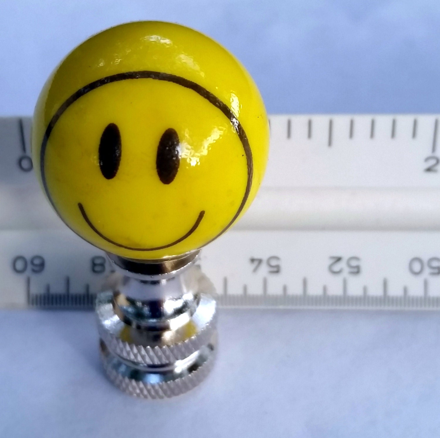 Lamp Finial, Smiley Face, Yellow, Green, Blue, Glass Marble, Lampshade