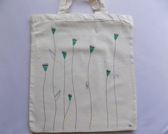 Hand painted cotton tote bag