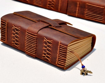 Journal Diary notebook with Vintage Craft Paper good gift Leather Journal Handmade leather books(Free stamp)