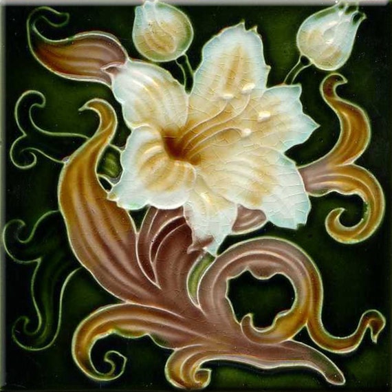 Items similar to Art Nouveau decorative Ceramic tile on Etsy