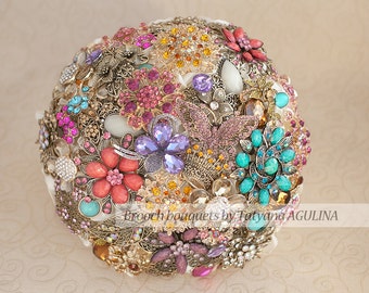 Brooch bouquet. Multi-coloured wedding brooch bouquet