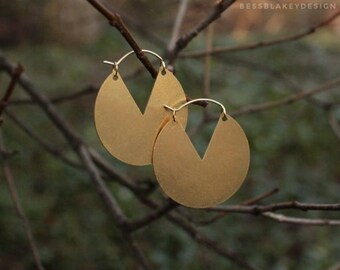 Raw Brass Disc Hoop with Triangular Cutout
