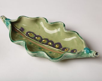 Hand Made Ceramic 'Pea Pod' type dish