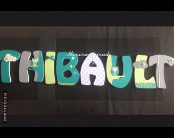 Name with THIBAULT custom wooden letters